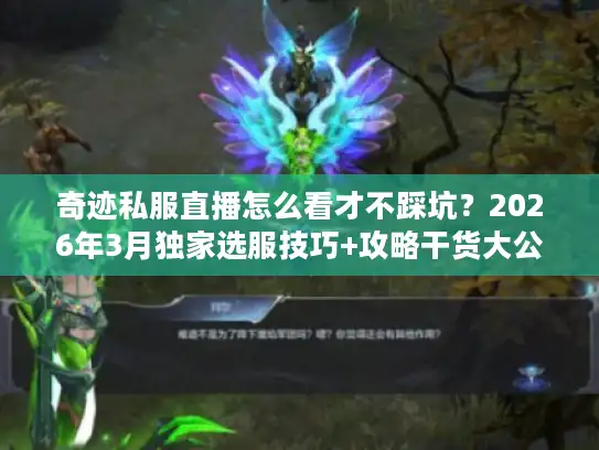 奇迹私服直播怎么看才不踩坑？2026年3月独家选服技巧+攻略干货大公开