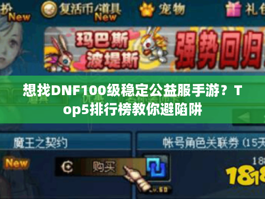 想找DNF100级稳定公益服手游？Top5排行榜教你避陷阱