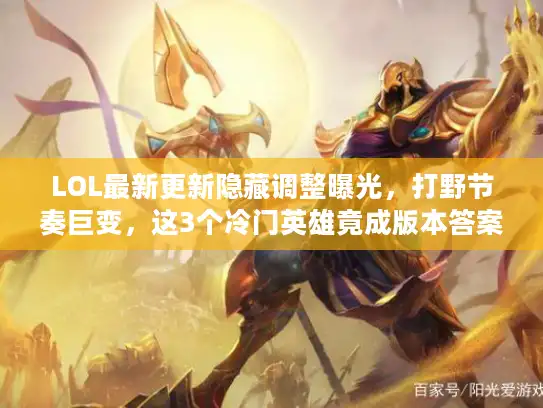LOL最新更新隐藏调整曝光，打野节奏巨变，这3个冷门英雄竟成版本答案？