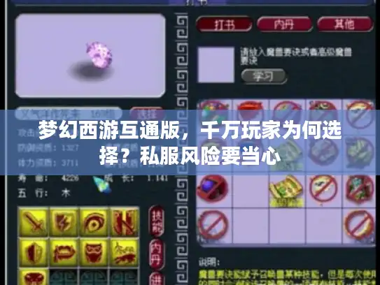 梦幻西游互通版，千万玩家为何选择？私服风险要当心