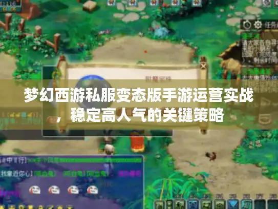 梦幻西游私服变态版手游运营实战，稳定高人气的关键策略