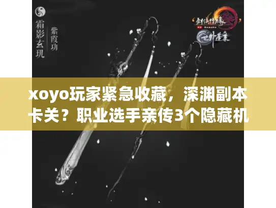 xoyo玩家紧急收藏，深渊副本卡关？职业选手亲传3个隐藏机制，看完就能通关！