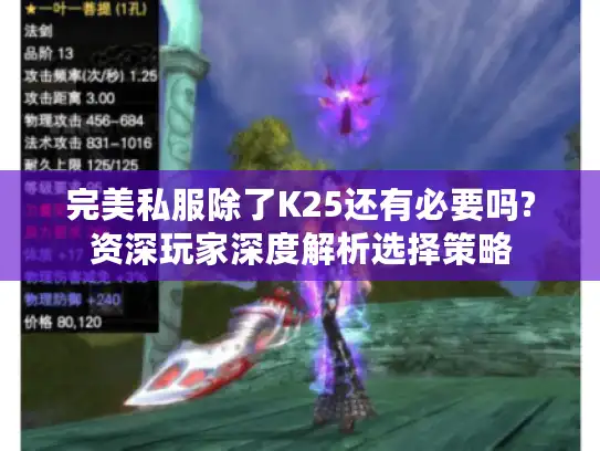 完美私服除了K25还有必要吗?资深玩家深度解析选择策略