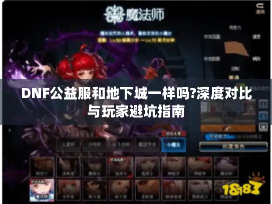 DNF公益服和地下城一样吗?深度对比与玩家避坑指南