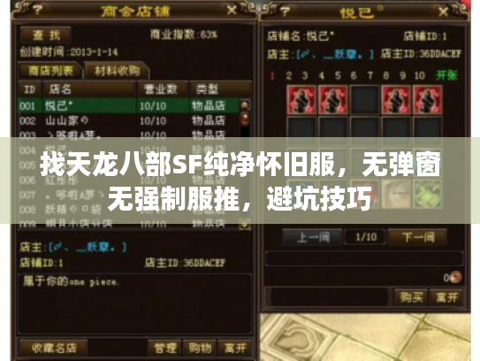 找天龙八部SF纯净怀旧服,无弹窗无强制服推,避坑技巧 找天龙八部SF纯净怀旧服,无弹窗无强制服推,避坑技巧