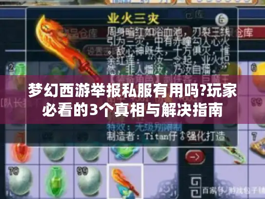 梦幻西游举报私服有用吗?玩家必看的3个真相与解决指南