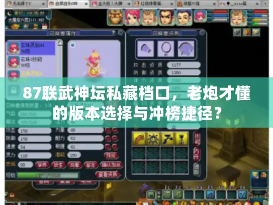 87联武神坛私藏档口，老炮才懂的版本选择与冲榜捷径？