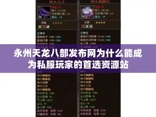 永州天龙八部发布网为什么能成为私服玩家的首选资源站