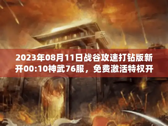 2023年08月11日战谷攻速打钻版新开00:10神武76服，免费激活特权开启！