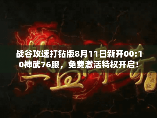 战谷攻速打钻版8月11日新开00:10神武76服,免费激活特权开启! 战谷攻速打钻版8月11日新开00:10神武76服,免费激活特权开启!