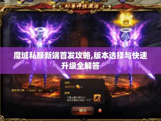 魔域私服新端首发攻略,版本选择与快速升级全解答