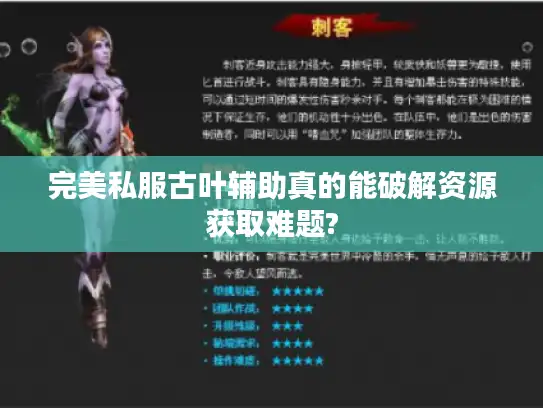 完美私服古叶辅助真的能破解资源获取难题?