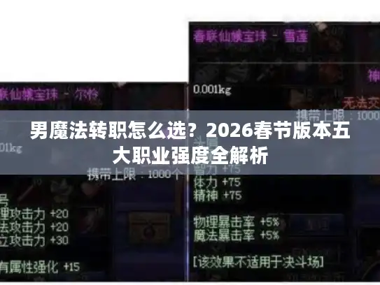 男魔法转职怎么选？2026春节版本五大职业强度全解析
