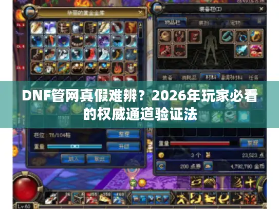 DNF管网真假难辨？2026年玩家必看的权威通道验证法