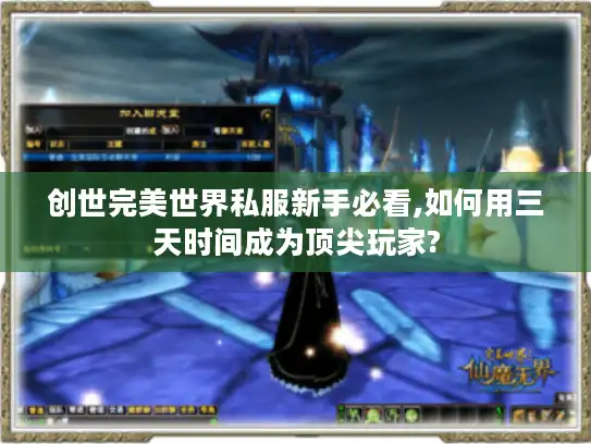 创世完美世界私服新手必看,如何用三天时间成为顶尖玩家?