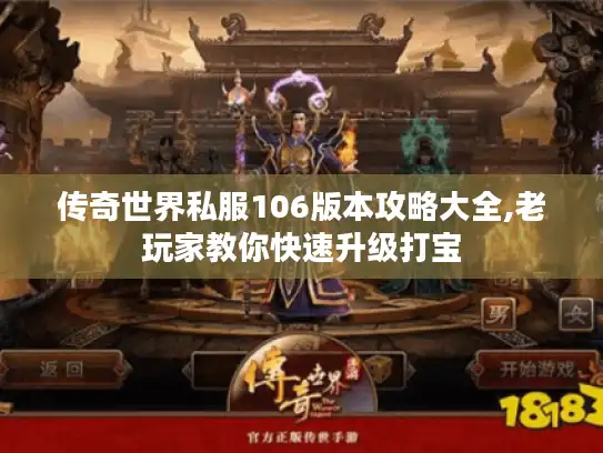 传奇世界私服106版本攻略大全,老玩家教你快速升级打宝 传奇世界私服106版本攻略大全,老玩家教你快速升级打宝