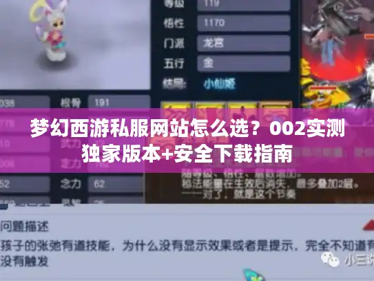 梦幻西游私服网站怎么选？002实测独家版本+安全下载指南