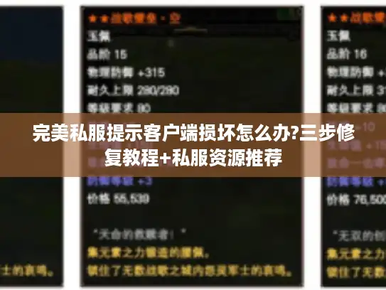 完美私服提示客户端损坏怎么办?三步修复教程+私服资源推荐