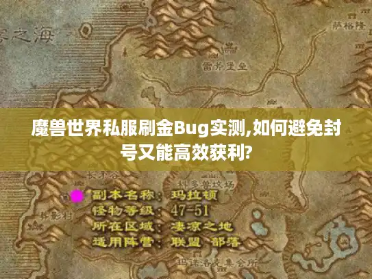 魔兽世界私服刷金Bug实测,如何避免封号又能高效获利?