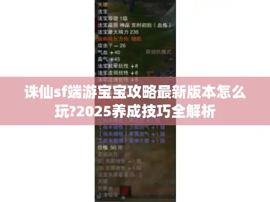 诛仙sf端游宝宝攻略最新版本怎么玩?2025养成技巧全解析