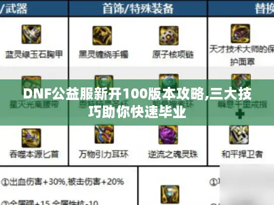 DNF公益服新开100版本攻略,三大技巧助你快速毕业