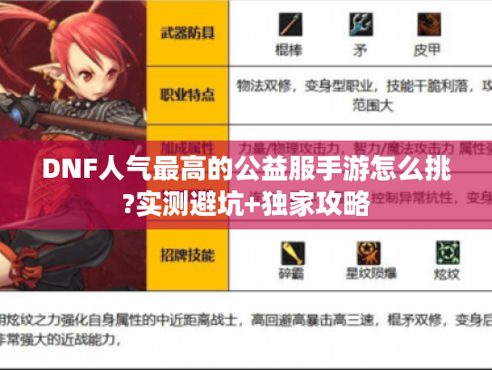 DNF人气最高的公益服手游怎么挑?实测避坑+独家攻略
