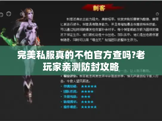 完美私服真的不怕官方查吗?老玩家亲测防封攻略