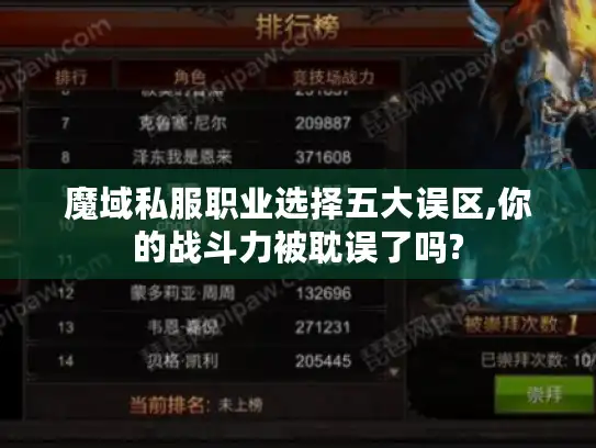 魔域私服职业选择五大误区,你的战斗力被耽误了吗?