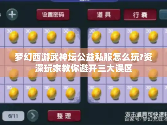梦幻西游武神坛公益私服怎么玩?资深玩家教你避开三大误区