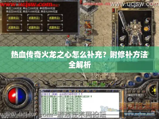 热血传奇火龙之心怎么补充?附修补方法全解析 热血传奇火龙之心怎么补充?附修补方法全解析