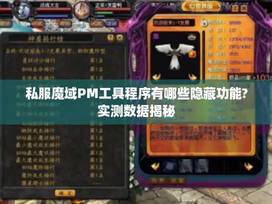 私服魔域PM工具程序有哪些隐藏功能?实测数据揭秘