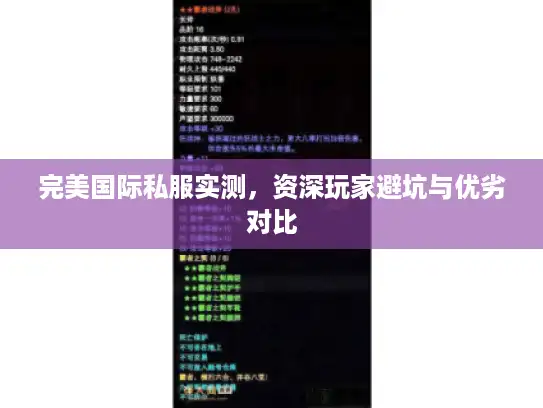 完美国际私服实测，资深玩家避坑与优劣对比