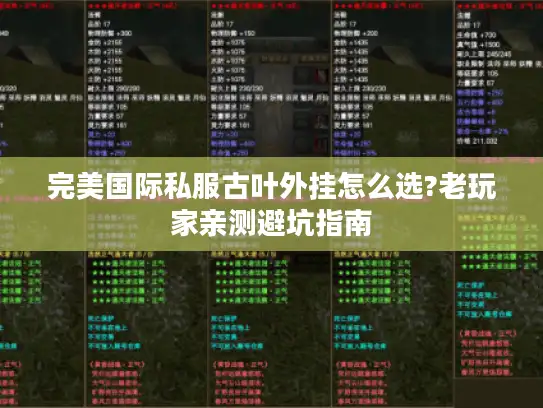 完美国际私服古叶外挂怎么选?老玩家亲测避坑指南