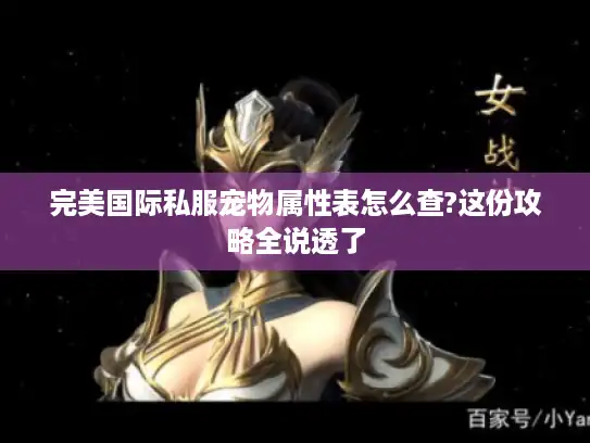 完美国际私服宠物属性表怎么查?这份攻略全说透了