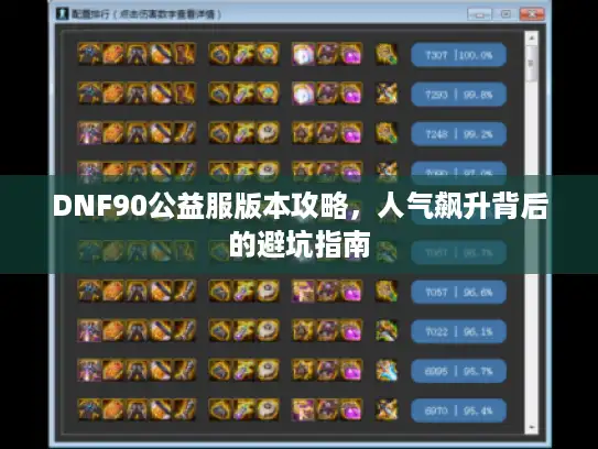 DNF90公益服版本攻略，人气飙升背后的避坑指南