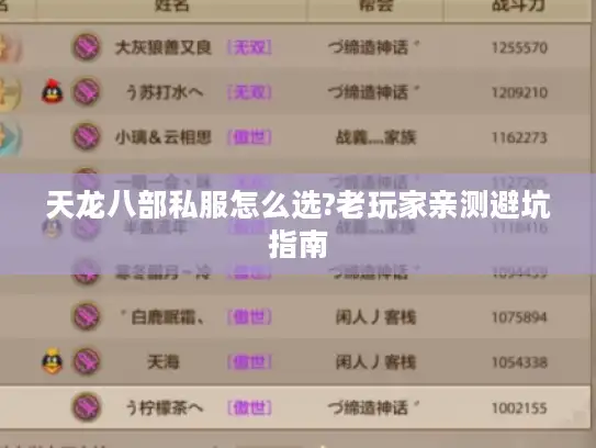 天龙八部私服怎么选?老玩家亲测避坑指南