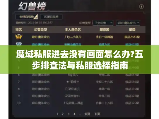 魔域私服进去没有画面怎么办?五步排查法与私服选择指南