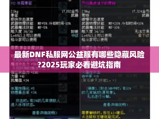 最新DNF私服网公益服有哪些隐藏风险?2025玩家必看避坑指南