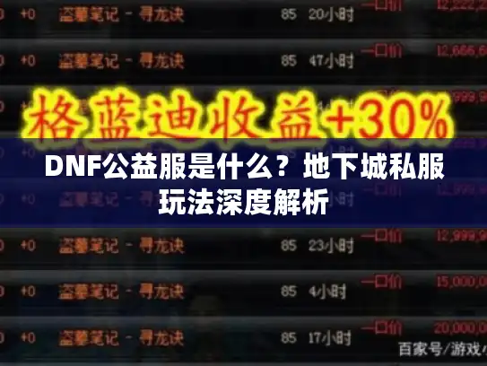 DNF公益服是什么？地下城私服玩法深度解析