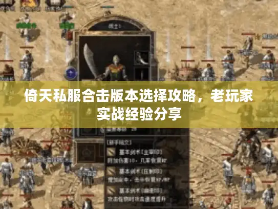 倚天私服合击版本选择攻略，老玩家实战经验分享