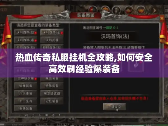 热血传奇私服挂机全攻略,如何安全高效刷经验爆装备 热血传奇私服挂机全攻略,如何安全高效刷经验爆装备