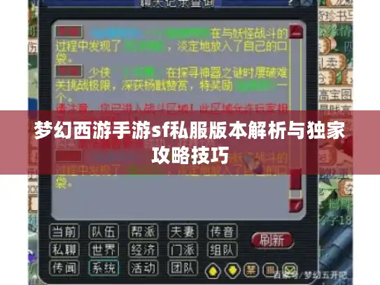 梦幻西游手游sf私服版本解析与独家攻略技巧