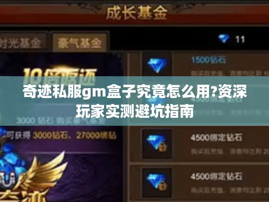 奇迹私服gm盒子究竟怎么用?资深玩家实测避坑指南