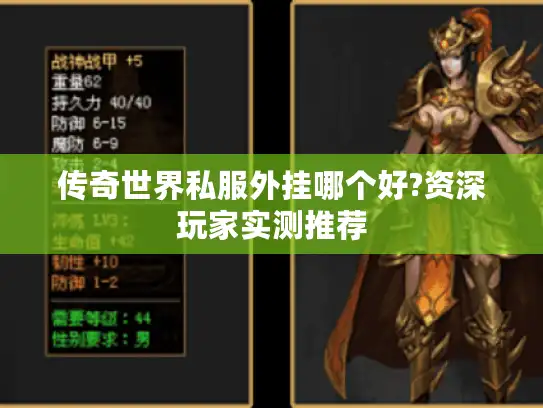 传奇世界私服外挂哪个好?资深玩家实测推荐