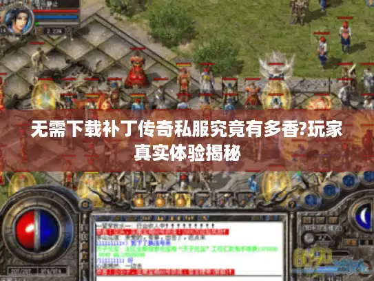 无需下载补丁传奇私服究竟有多香?玩家真实体验揭秘