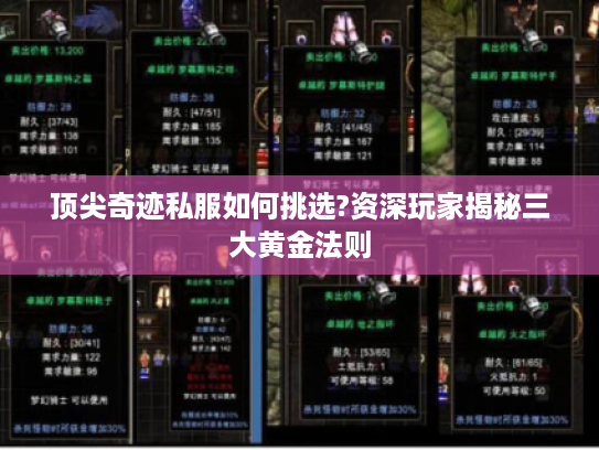 顶尖奇迹私服如何挑选?资深玩家揭秘三大黄金法则