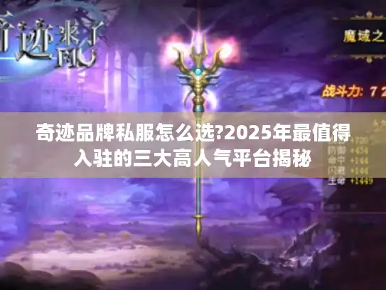 奇迹品牌私服怎么选?2025年最值得入驻的三大高人气平台揭秘