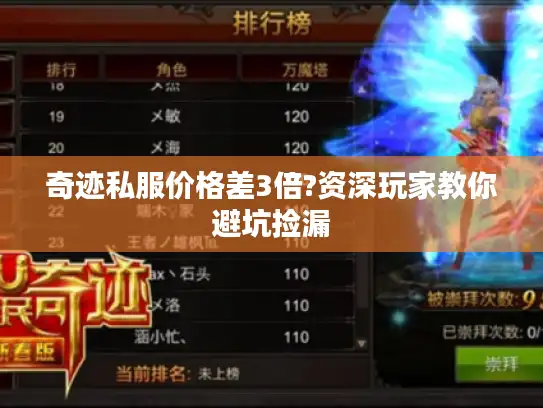 奇迹私服价格差3倍?资深玩家教你避坑捡漏