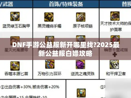DNF手游公益服新开哪里找?2025最新公益服白嫖攻略