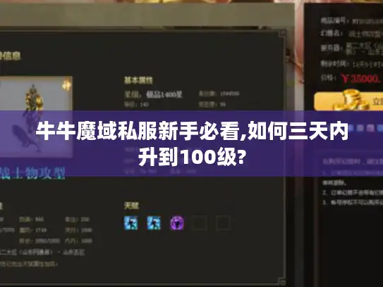 牛牛魔域私服新手必看,如何三天内升到100级?